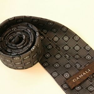 Canali Italian Gray Silk Tie